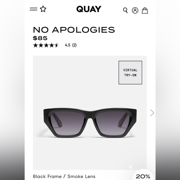 Quay Australia No Apologies Black Frame / Smoke Lens!! NEW  display picture 3